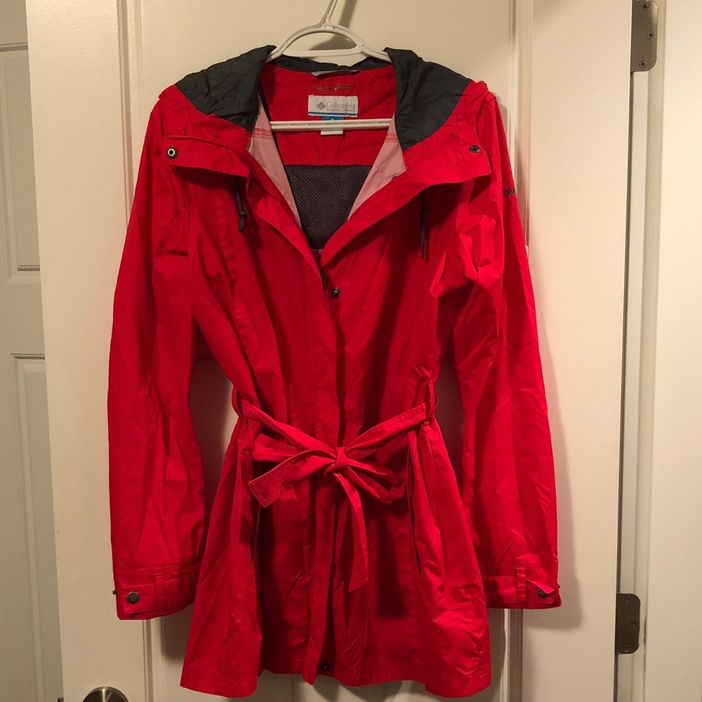 Columbia Red Women's Rain Trench Jacket Coat
